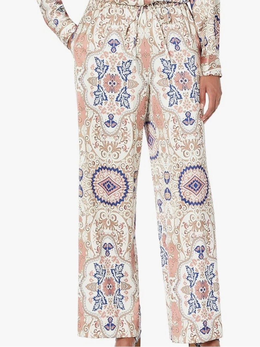 Printed Wide-Leg Pants in Blush Multi
